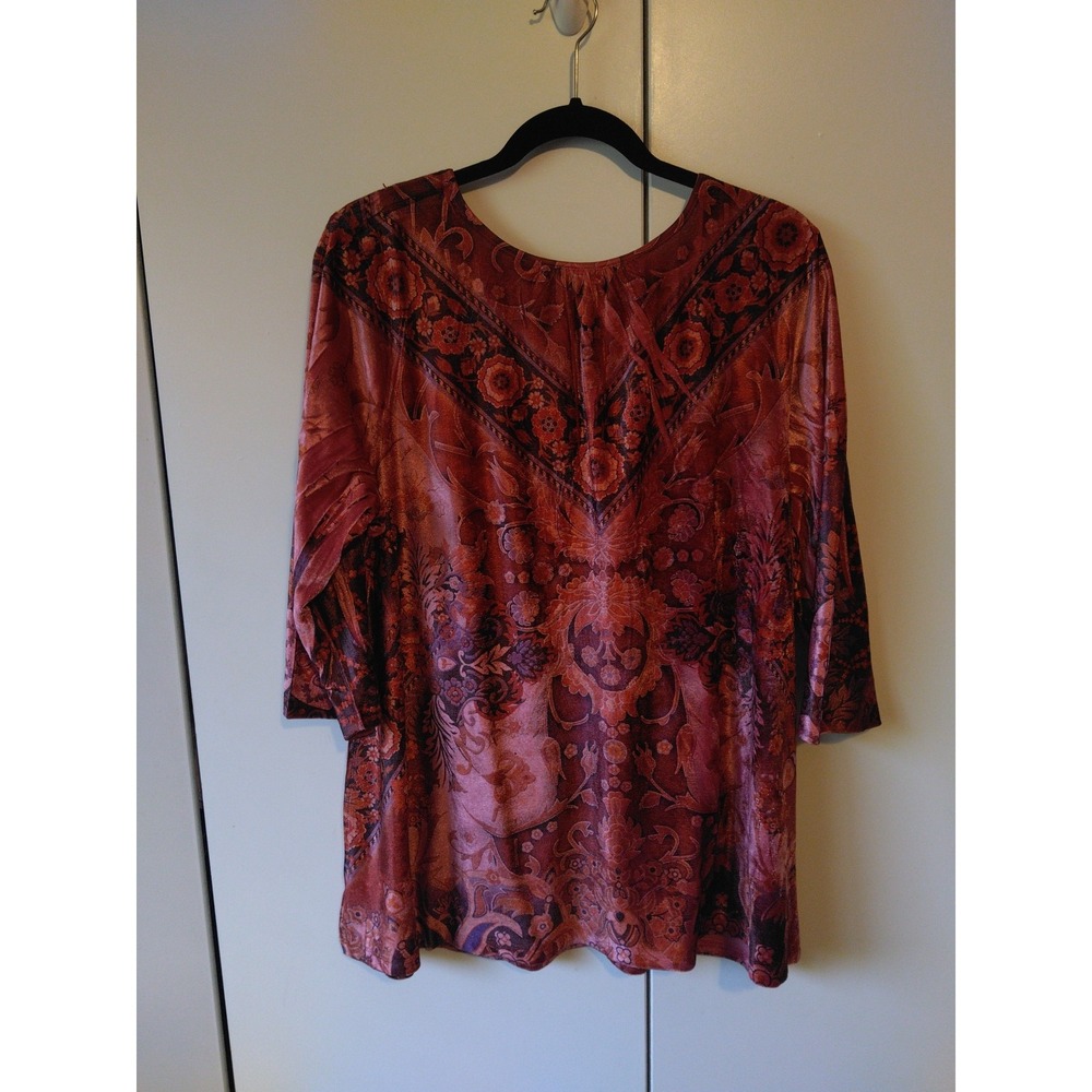Womens Velvet Beaded Tunic Top Sizw 2x Fits Like XL Y2K Boho  Whimsigoth - Picture 2 of 8